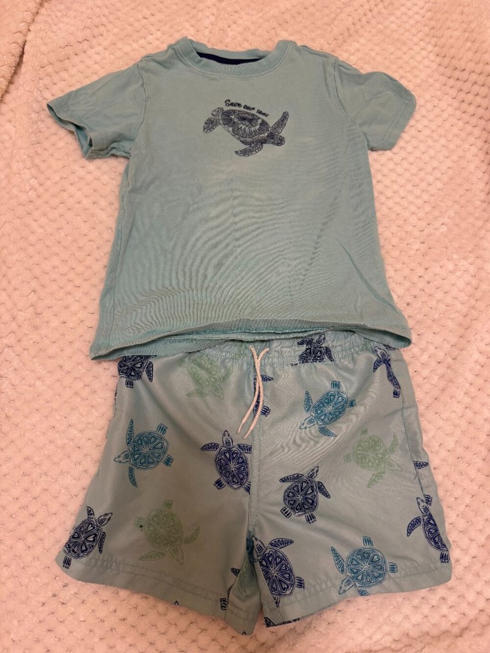 Janie and Jack Save Our Seas Turtle Tee & Swim Trunks 2-Piece Set Size 5